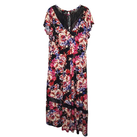 TORRID Floral Midi Skater Dress Plus Sz 2x Studio Knit Lace Whimsigoth Mature - Picture 4 of 15